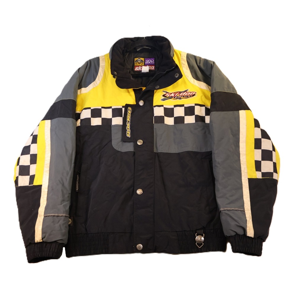 Ski-Doo Mens M Racing Jacket Yellow Black Checkered Sno Gear Logan 440-262
